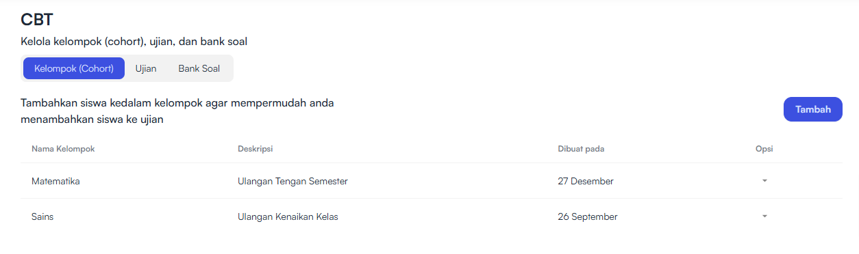 Halaman Kelompok(Cohort)
