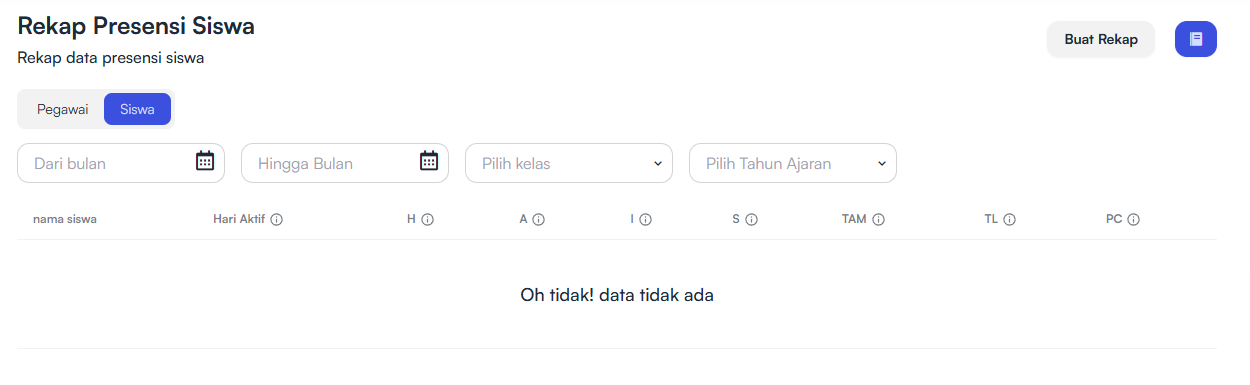 Halaman Rekap siswa